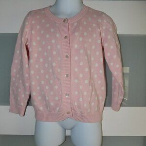 Tommy Hilfiger Pink W/White Polka-Dot Sweater Cardigan Size 3T Girl's